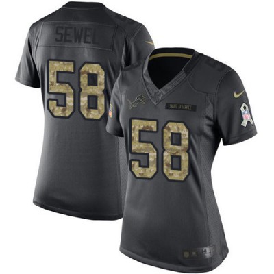 Detroit Lions #58 Penei Sewell Black Women's Stitched NFL Limited 2016 Salute to Service Jersey